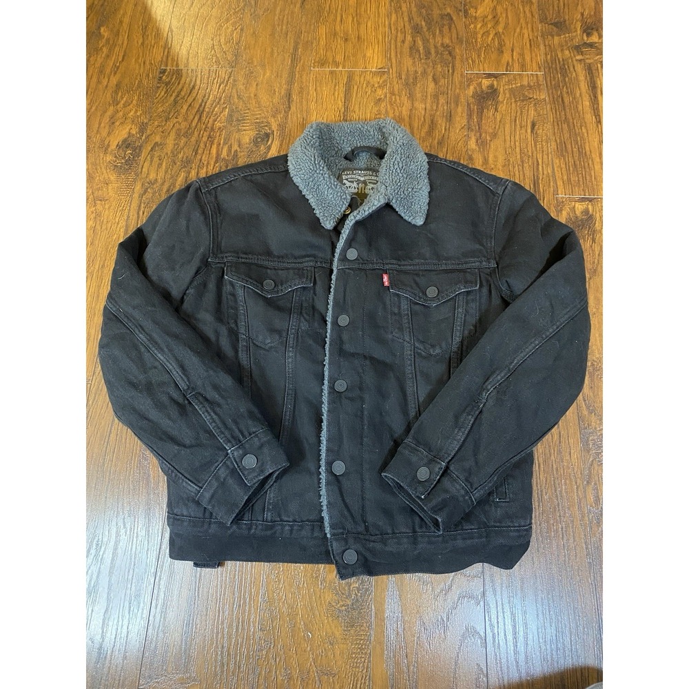 Levi's Men's Sherpa Denim‎ Trucker Jacket Black Duvall Size S